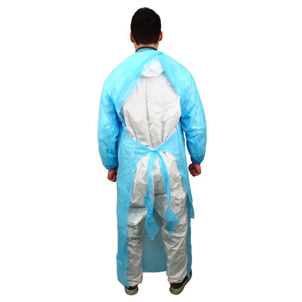 MCPE-60B Supply Source Safety Zone® CPE 60-in Gowns w/ Elastic Cuffs, 1.75-Mil (Blue)